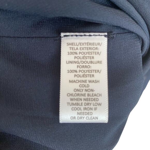 LOFT Navy Blue Floral Embroidered Design Sheer Blouse - Large - Picture 7 of 7